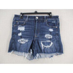 American Eagle Outfitters Womens Distressed Denim Shorts XL Frayed Hem Blue